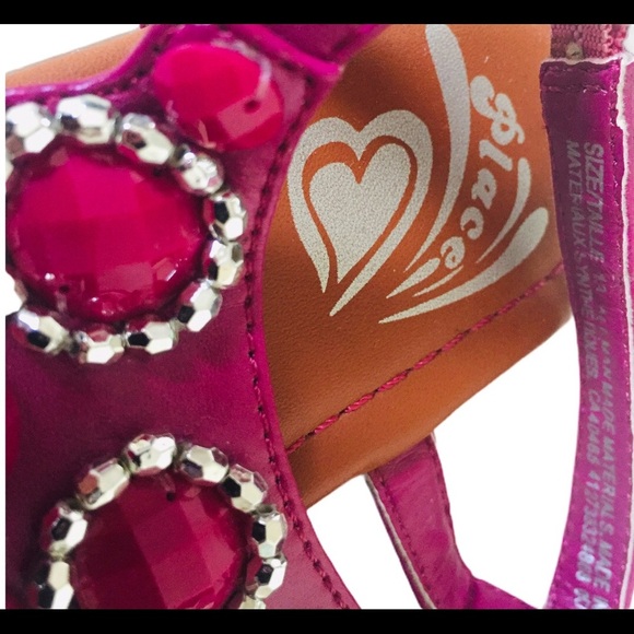 THE CHILDREN’S PLACE Toepost Sandals With Jewel Detail Hot Pink Girl Size 13 - Picture 7 of 12